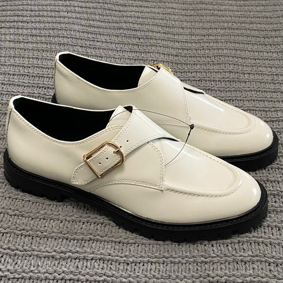 J. Crew Ivory Patent Leather Platform Loafers Woman’s Size 7.5 Preppy minimalist - Picture 2 of 11